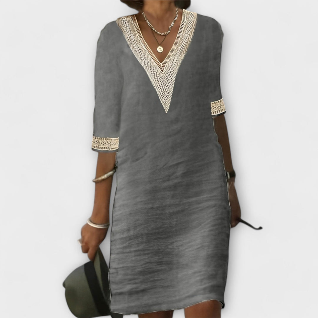 Vestido corto mujer estilo bohemio manga corta verano