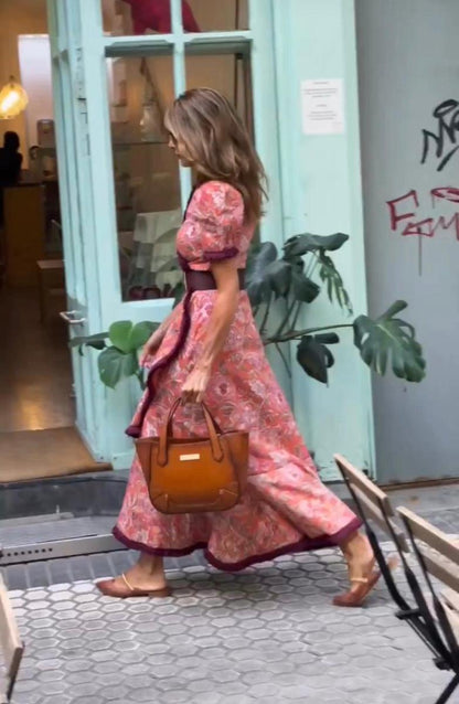 Vestido Mujer Wikkel Manga Abullonada Doce Ondas