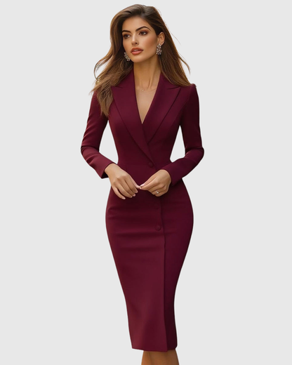 Vestido midi mujer de tejido metalizado estilo sastre