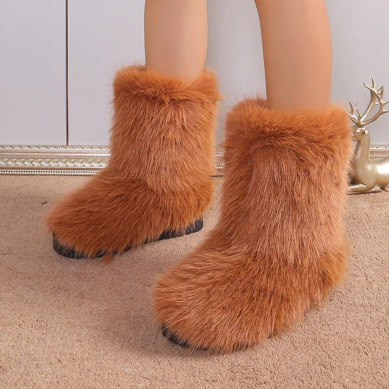 Botas Mujer Invierno Forradas Imitación Piel Suela Antideslizante