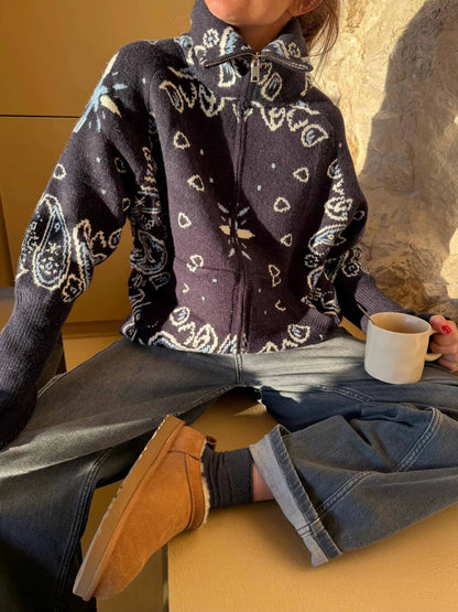 Jersey Mujer de Punto Cuello Alto con Cremallera
