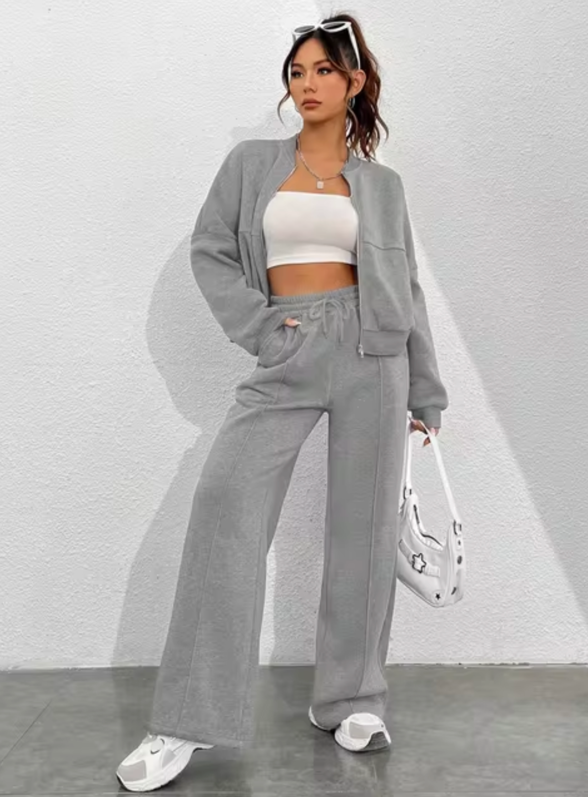 Conjunto Mujer Abrigo Cremallera y Pantalón Jogging Algodón
