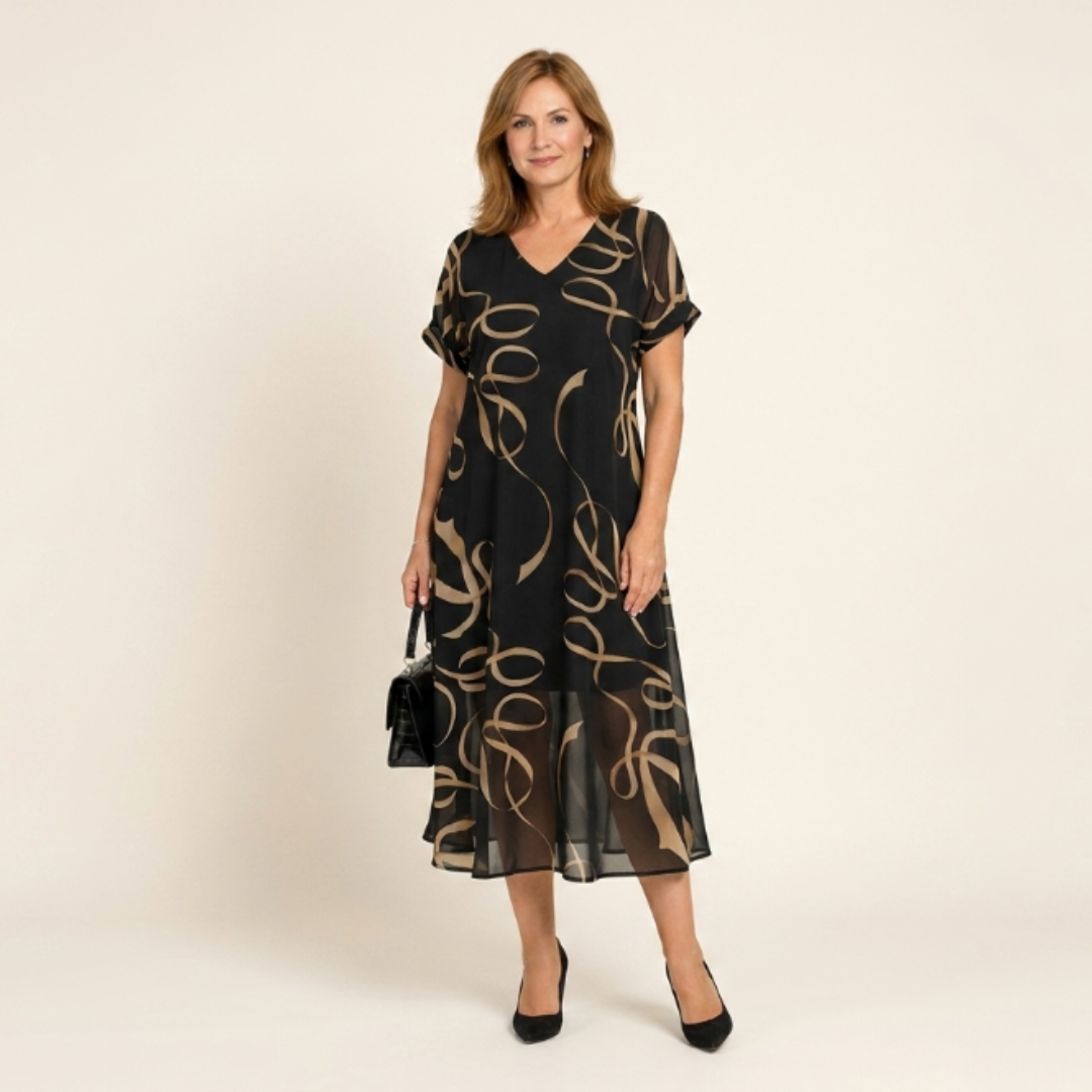 Vestido Mujer con Volantes y Estampado Ajustado - Mavetta