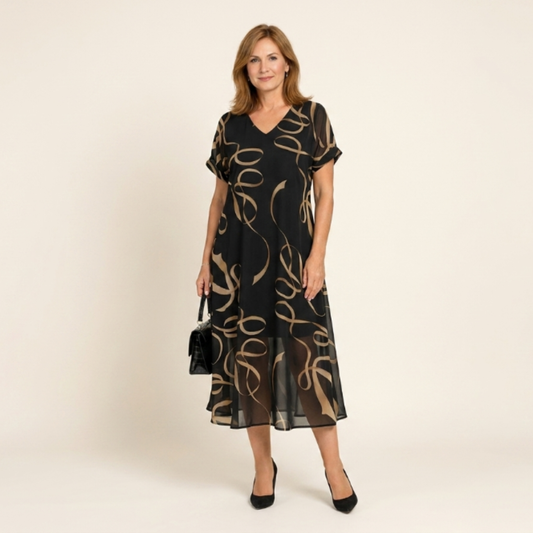 Vestido Mujer con Volantes y Estampado Ajustado - Mavetta