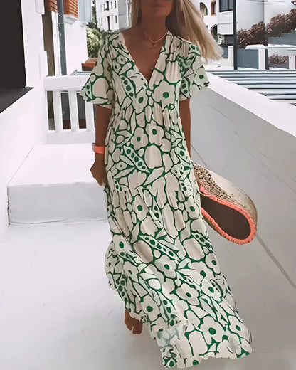 Vestido largo mujer fluido estampado gráfico verano - Mavetta
