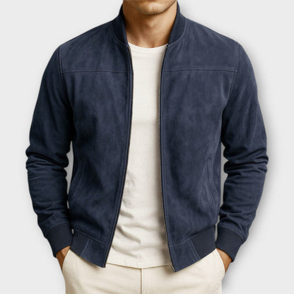 Chaqueta Hombre de Cuero Gamuzado Corte Clasico