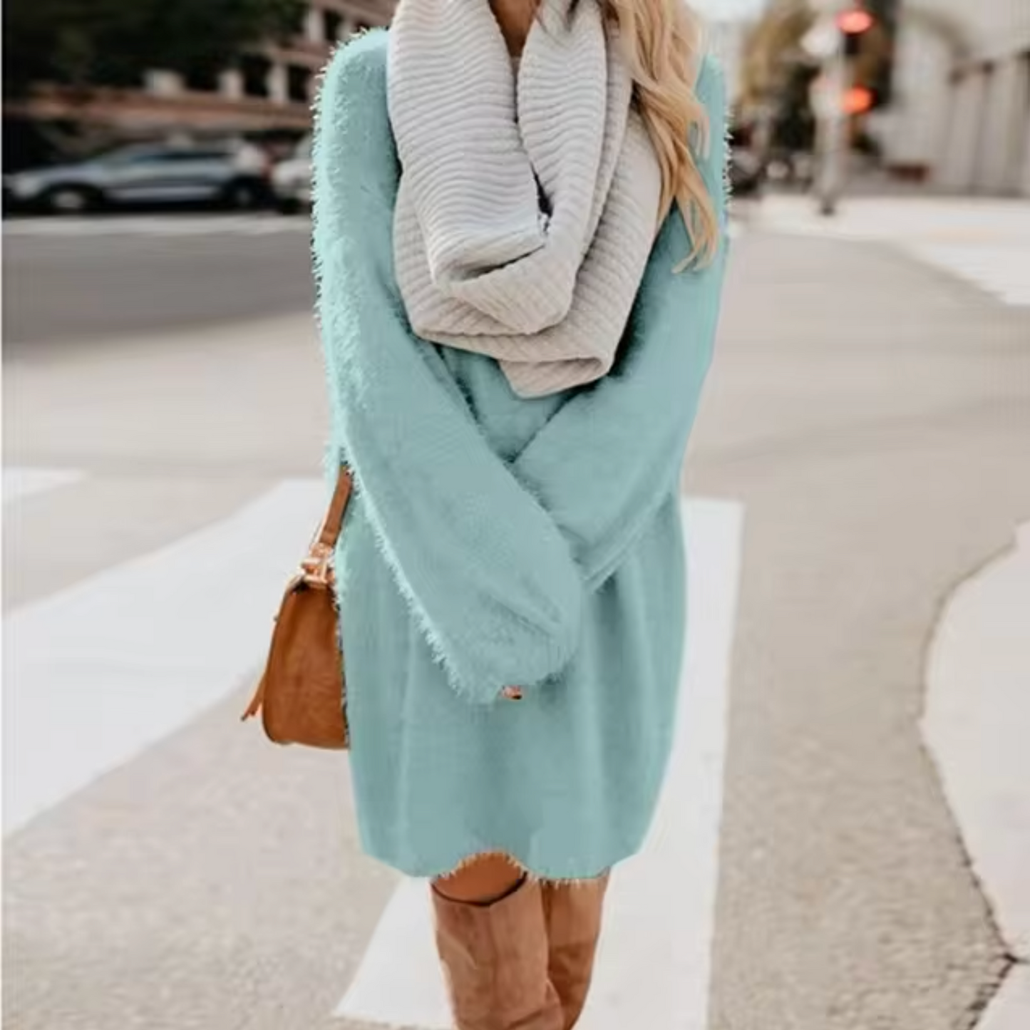 Vestido Suéter Mujer de Algodón Ajuste Cómodo