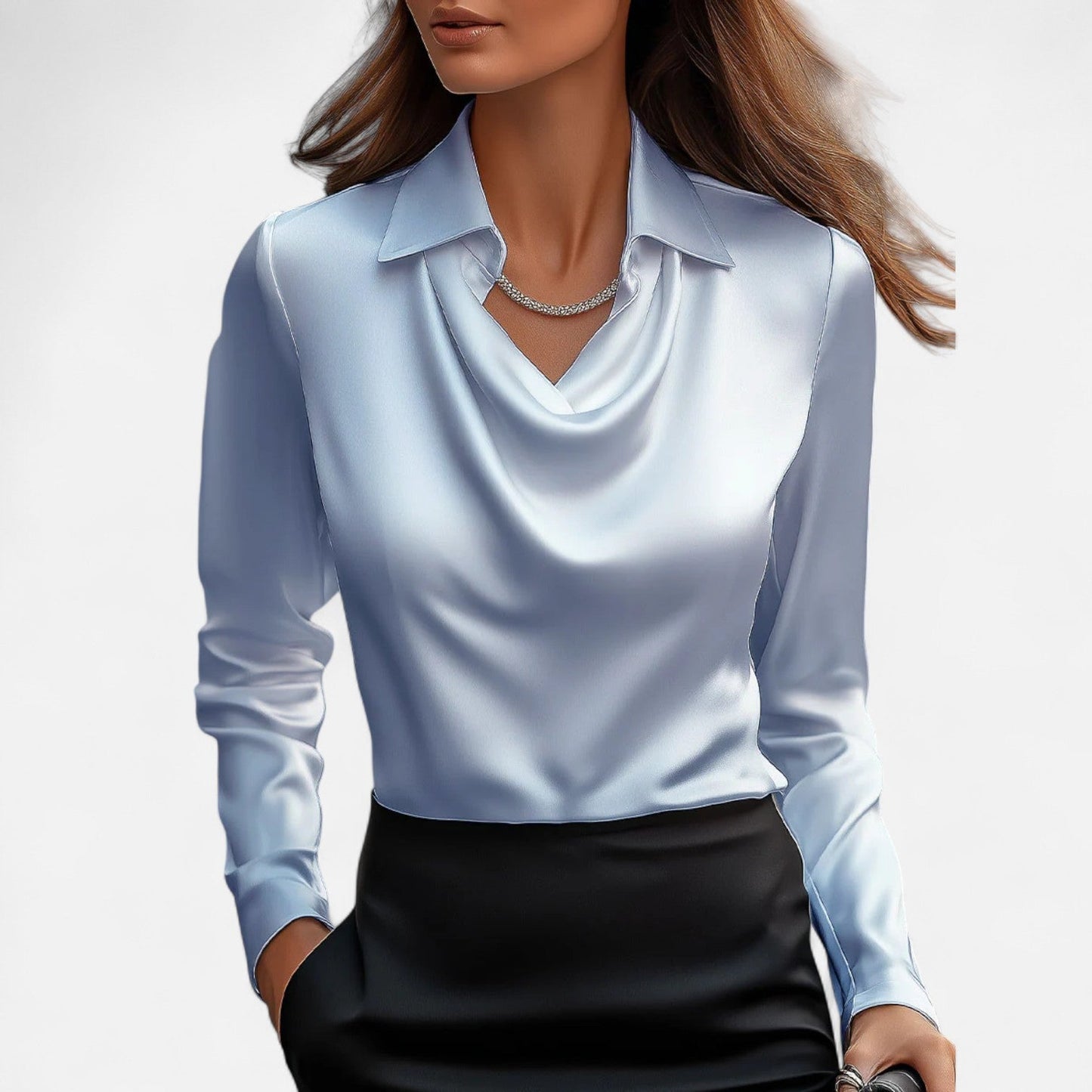 Blusa Mujer de Satén Escote Drapeado Estilo Atemporal