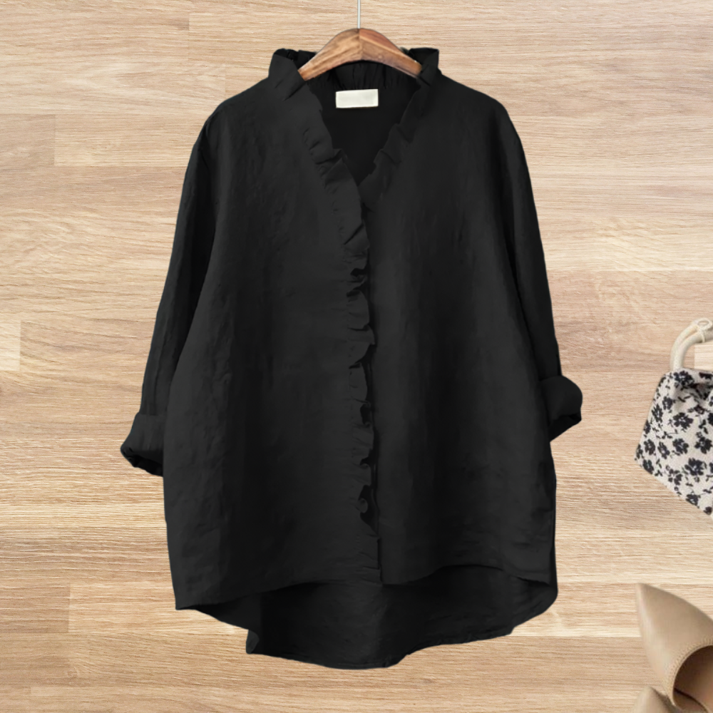 Blusa Mujer Fluida Cuello de Volantes