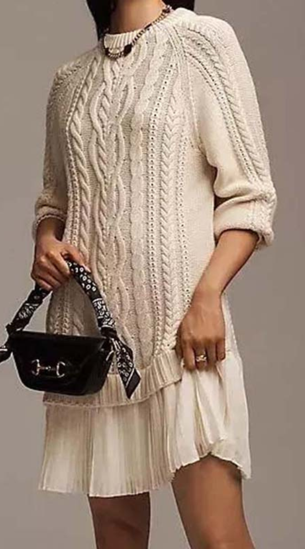 Vestido Mujer de Punto con Falda Plisada