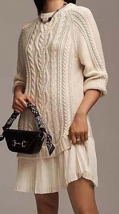 Vestido Mujer de Punto con Falda Plisada