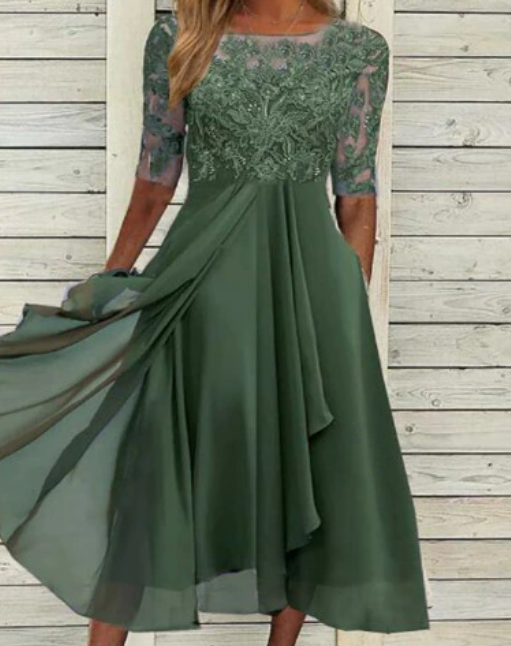 Vestido midi mujer Falda plisada Corte estilizado