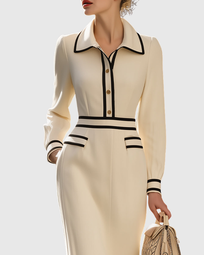 Vestido midi mujer con detalles de botones ajustado elegante