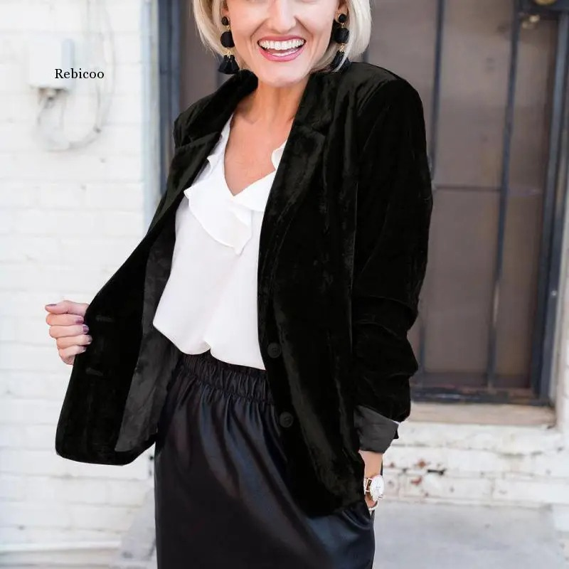 Blazer Mujer de Terciopelo Corte Ajustado Elegante
