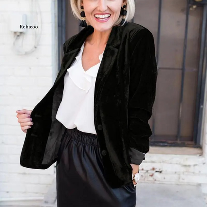 Blazer Mujer de Terciopelo Corte Ajustado Elegante