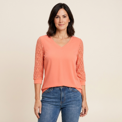 Blusa Mujer Escote en V Manga Calada - Mavetta