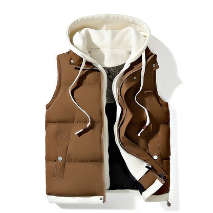 Chaleco Hombre Acolchado Puffer con Capucha Ajuste Regular