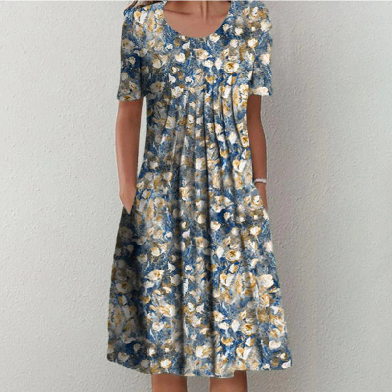 Vestido casual mujer con estampado floral y bolsillos