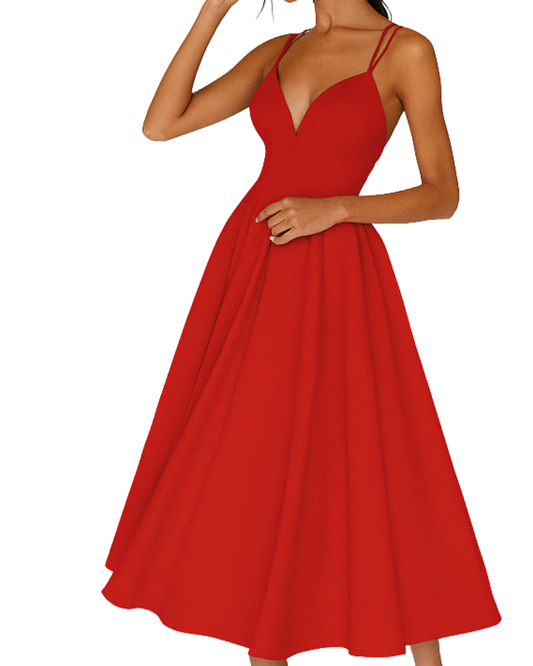 Vestido midi mujer Tirantes Escote profundo - Mavetta