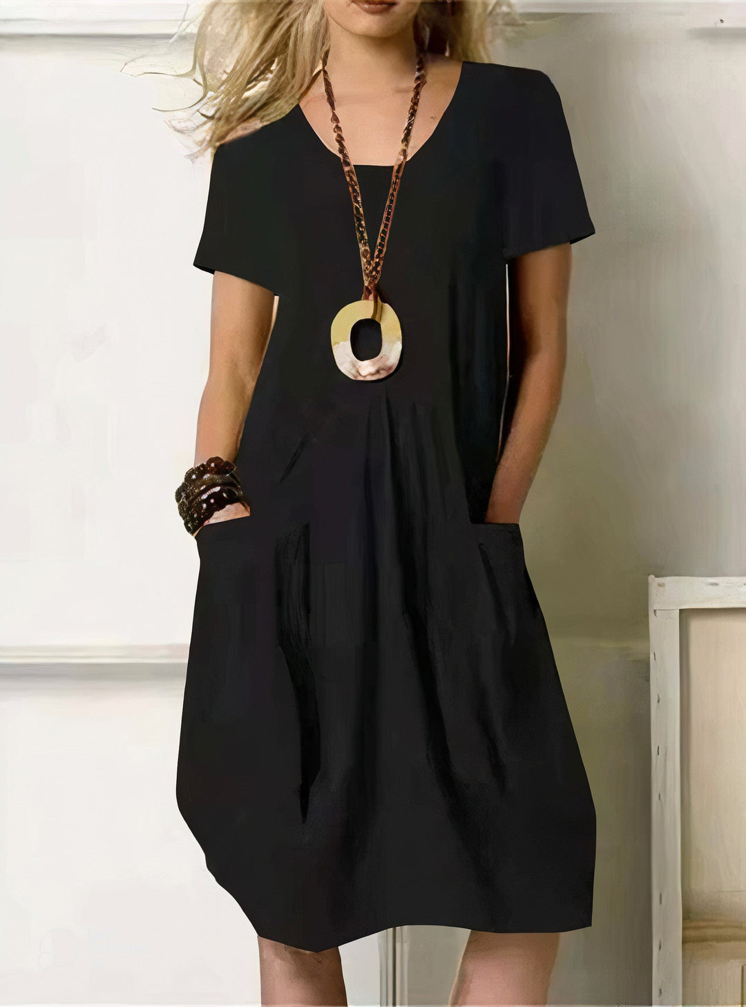 Vestido casual Mujer Manga Corta Corte Recto Estilo Relajado