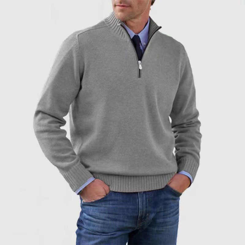 Jersey Hombre de Punto con Media Cremallera Ajustado