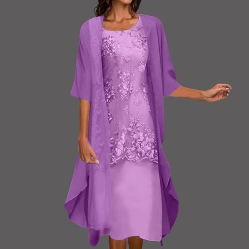 Vestido midi mujer de tela transpirable cuello redondo elegante