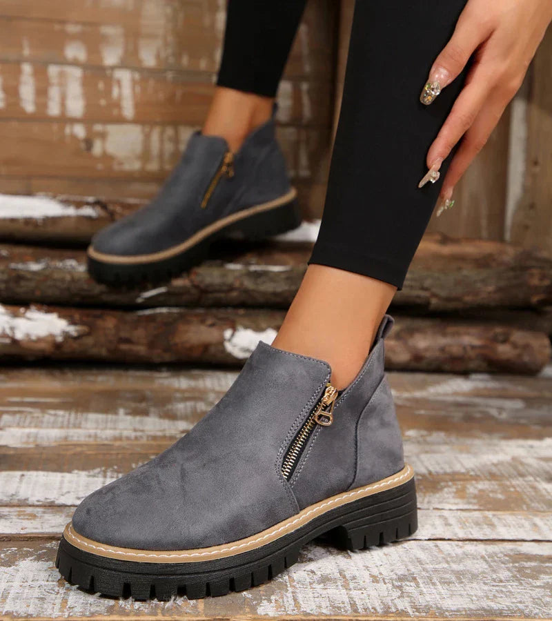 Botines mujer de piel y suela antideslizante