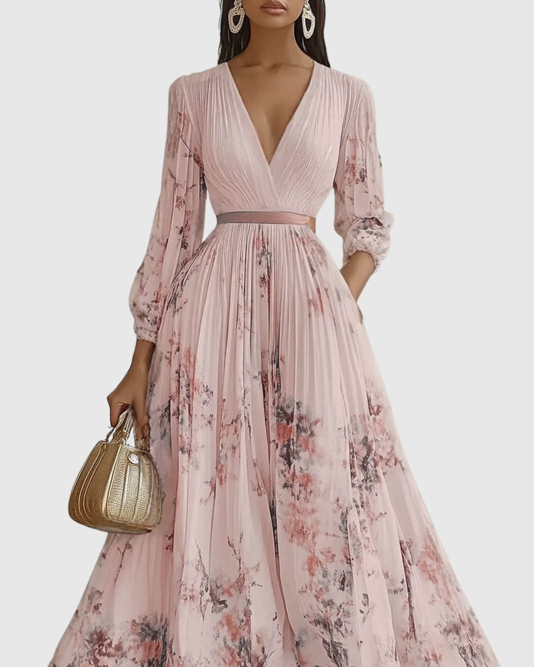 Vestido maxi mujer plisado estilo elegante