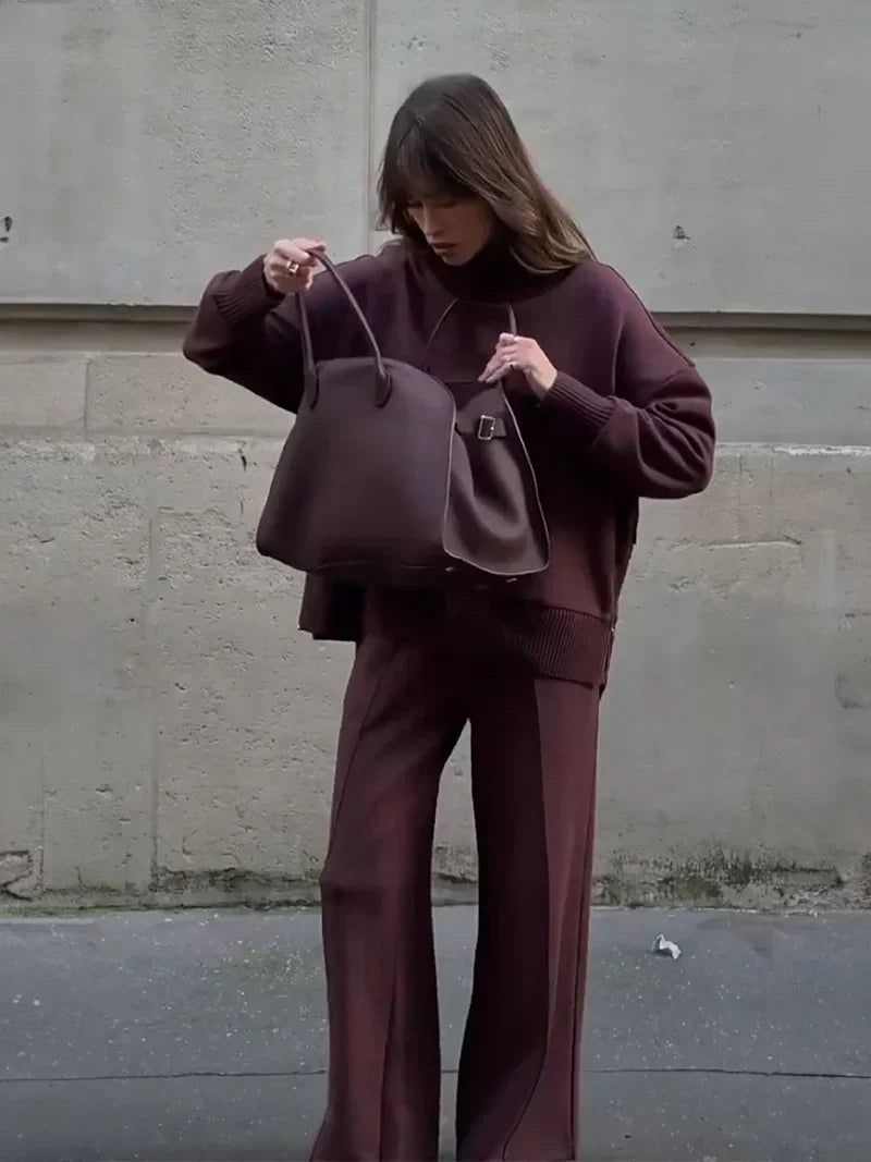 Conjunto Mujer Sudadera y Pantalón Algodón Holgado Comodo