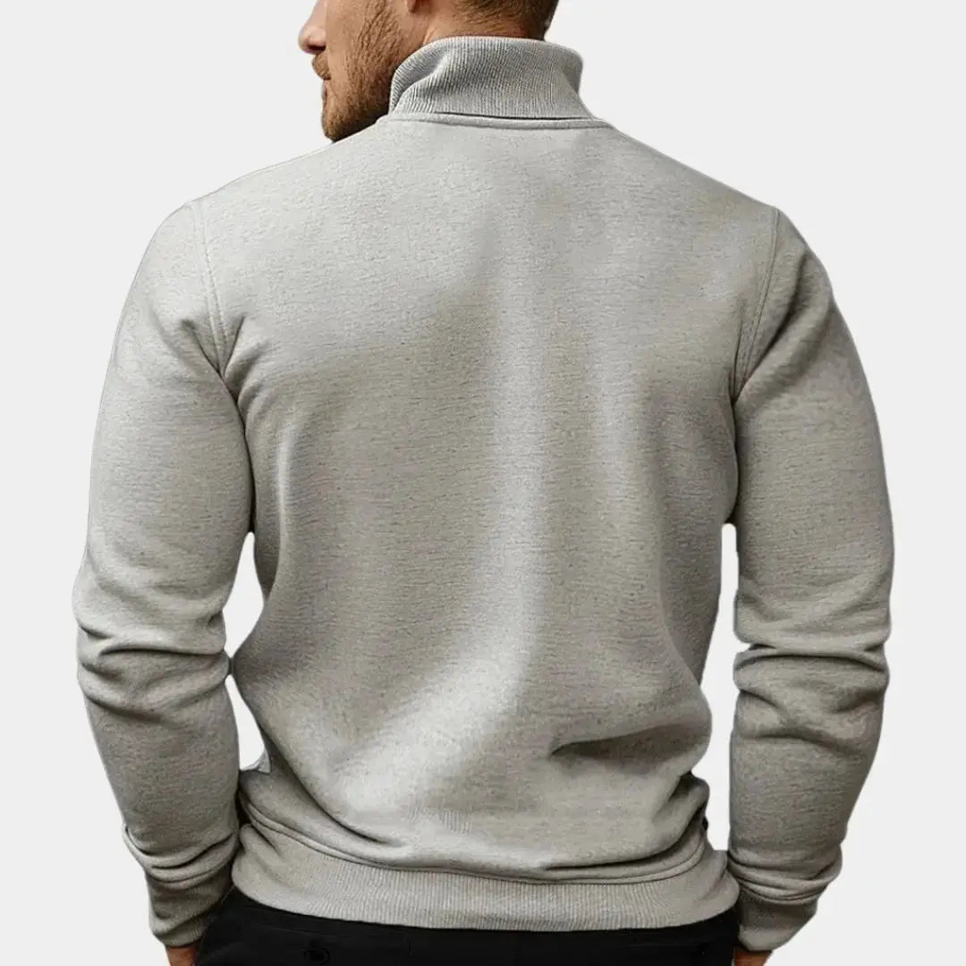 Jersey Hombre de Punto Suave Media Cremallera Cuello Alto