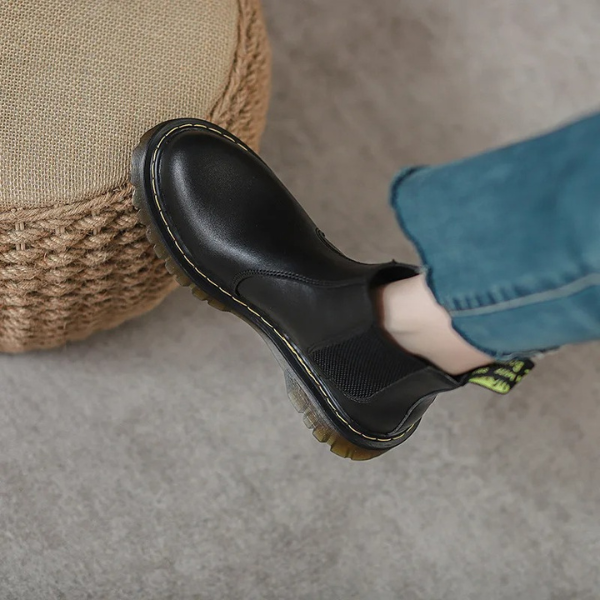 Botas Chelsea Mujer de Cuero con Tirador y Suela Antideslizante