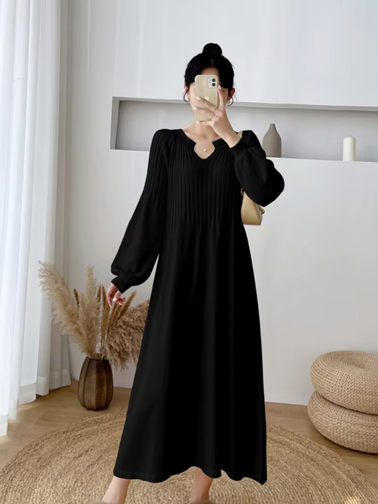 Vestido maxi mujer de plumeti holgado