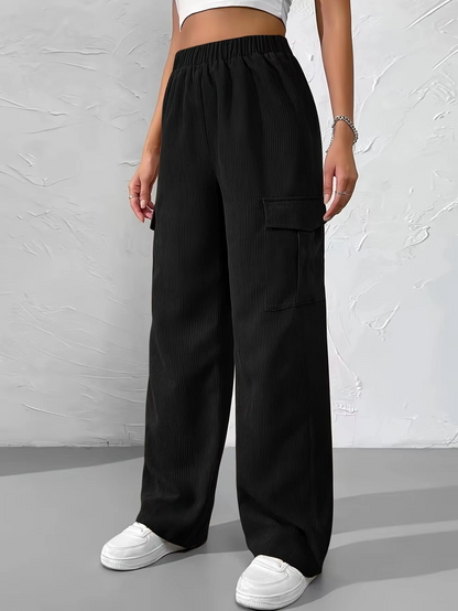 Pantalones Cargo Mujer de Pana Pierna Ancha
