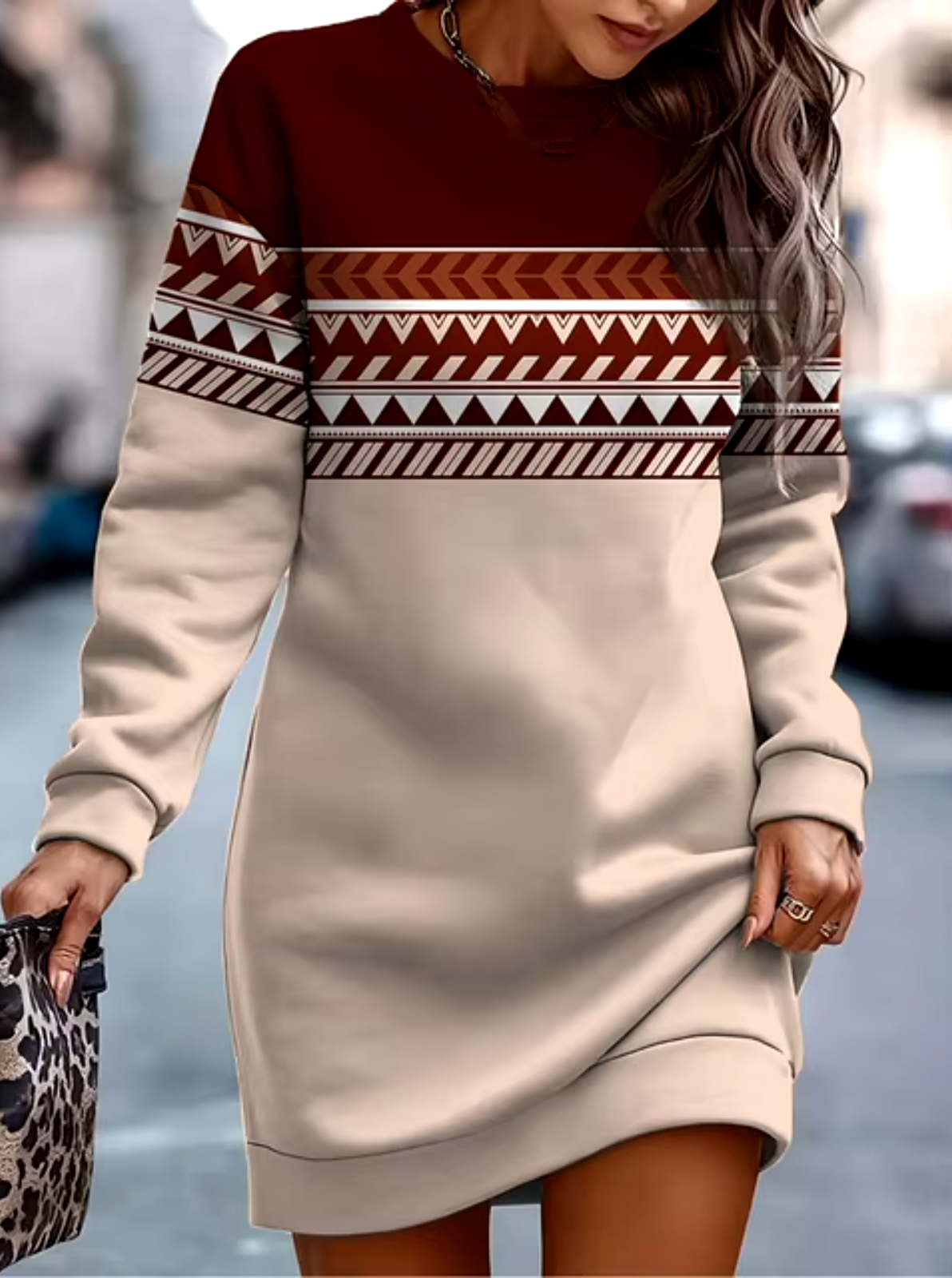 Vestido Sudadera Mujer Estilo Casual Ajuste Cómodo
