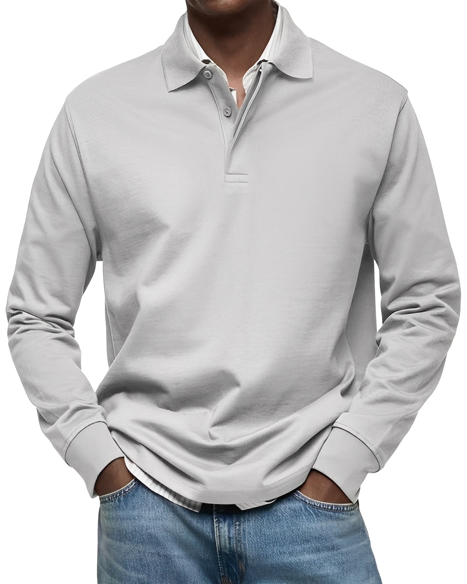 Camisa Hombre Algodón Cuello Abotonado Manga Larga Corte Regular