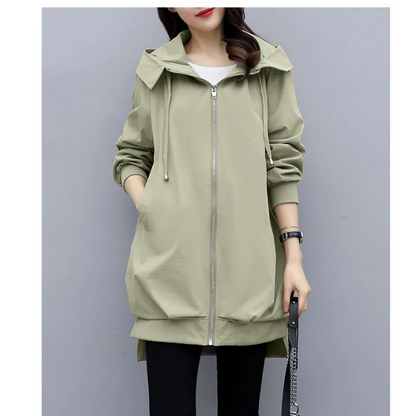 Trench Coat Mujer Ligero con Cremallera Corte Relajado