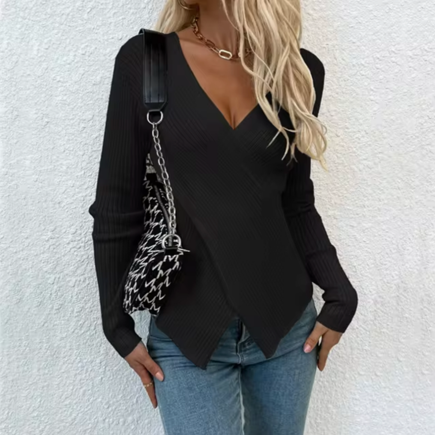 Suéter Mujer Casual de Punto Suave Ajuste Regular