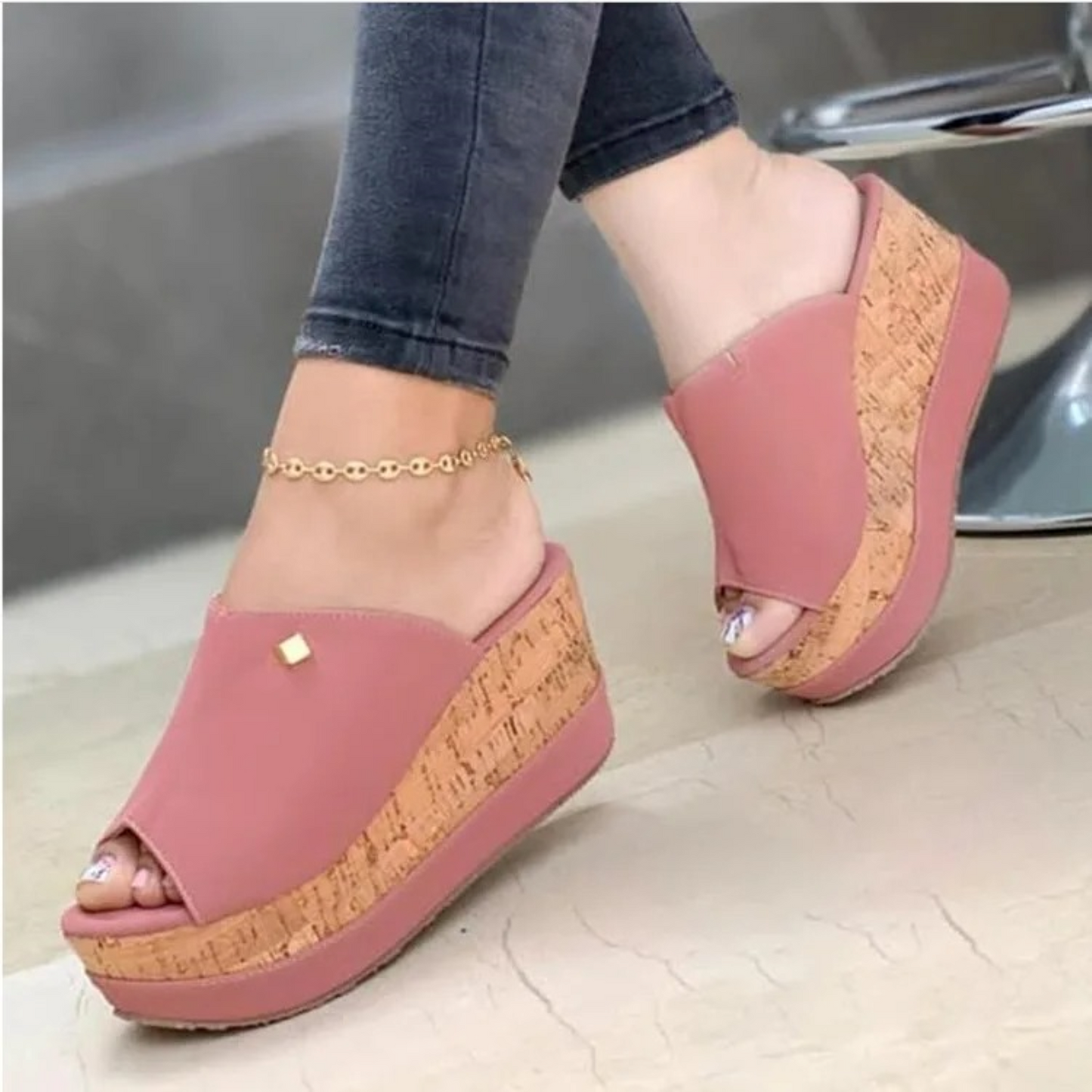 Sandalias Mujer con Puntera Abierta y Cuña