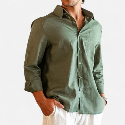 Camisa Hombre de Lino Manga Larga Ajuste Clásico