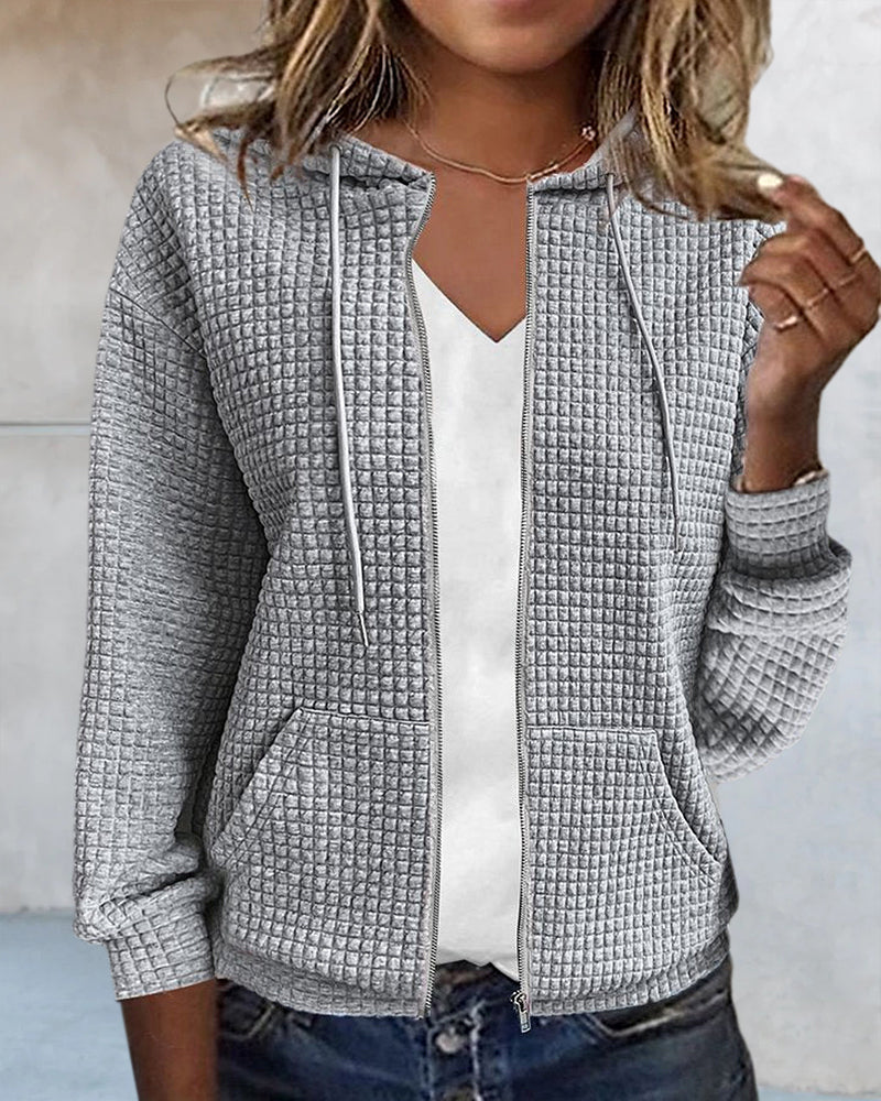 Chaqueta casual mujer con cordones ajustables y capucha
