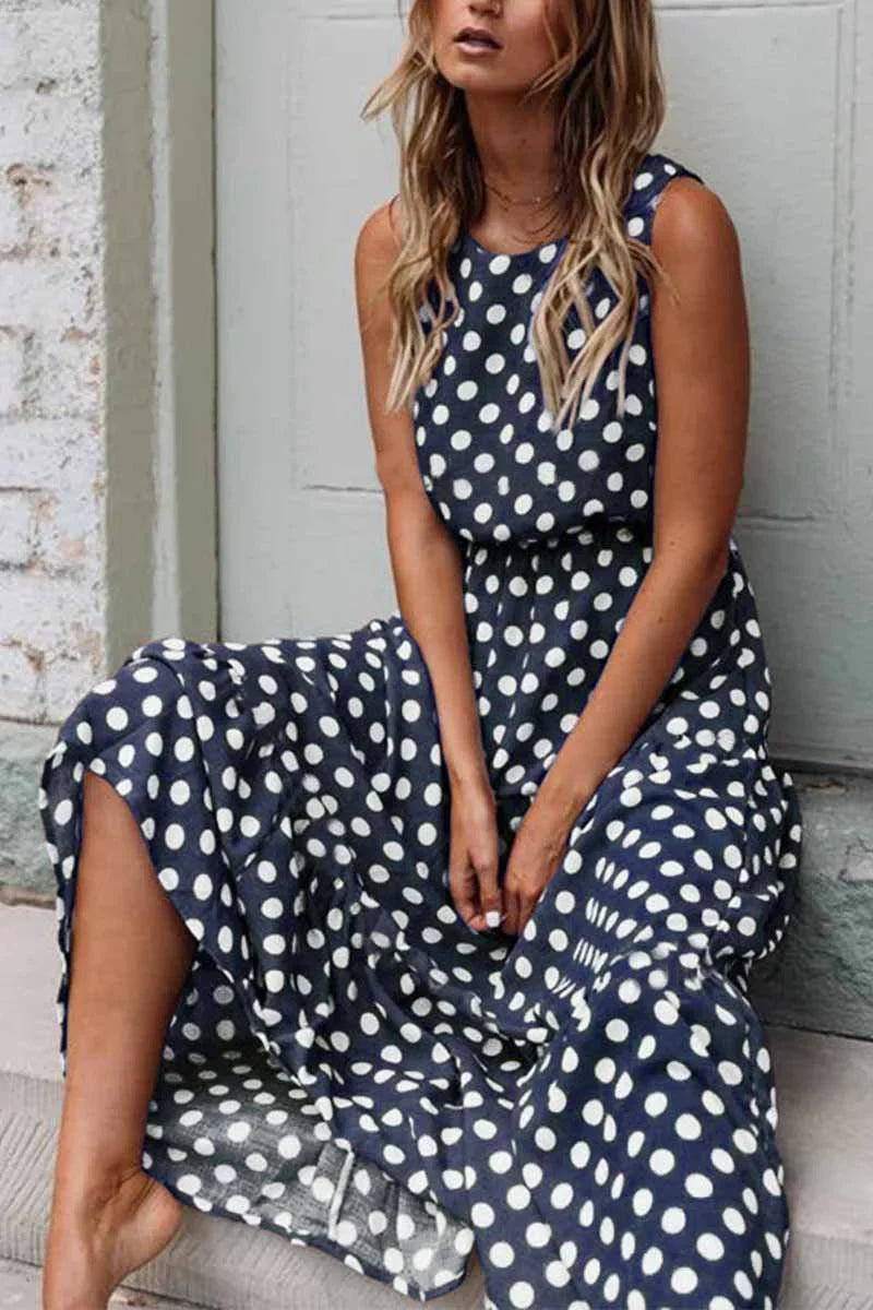 Vestido maxi mujer sin mangas estampado casual