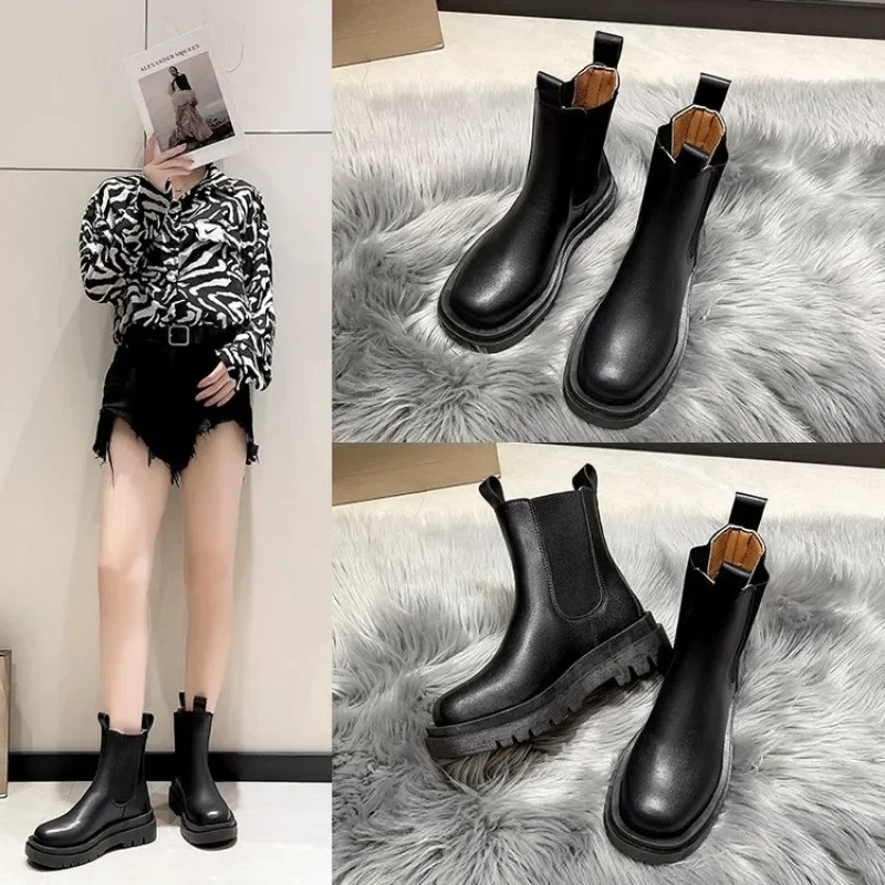 Botas Chelsea Mujer con Doble Tirador Suela Gruesa