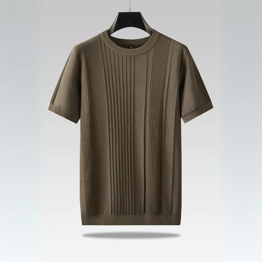 Camiseta Hombre de Punto Seda de Hielo Manga Corta Cuello Redondo