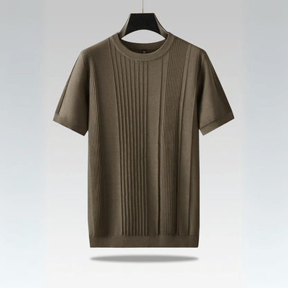 Camiseta Hombre de Punto Seda de Hielo Manga Corta Cuello Redondo