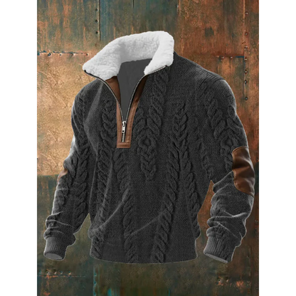 Suéter hombre forro polar cremallera cuello alto cálido