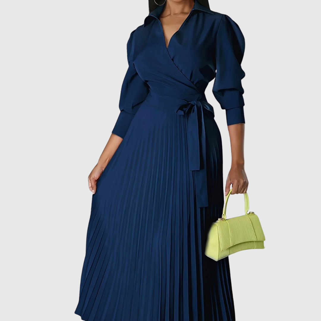 Vestido midi mujer plisado tejido suave
