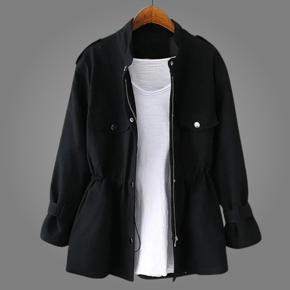 Chaqueta Ligera Mujer Mezcla de Lana Ajuste Casual