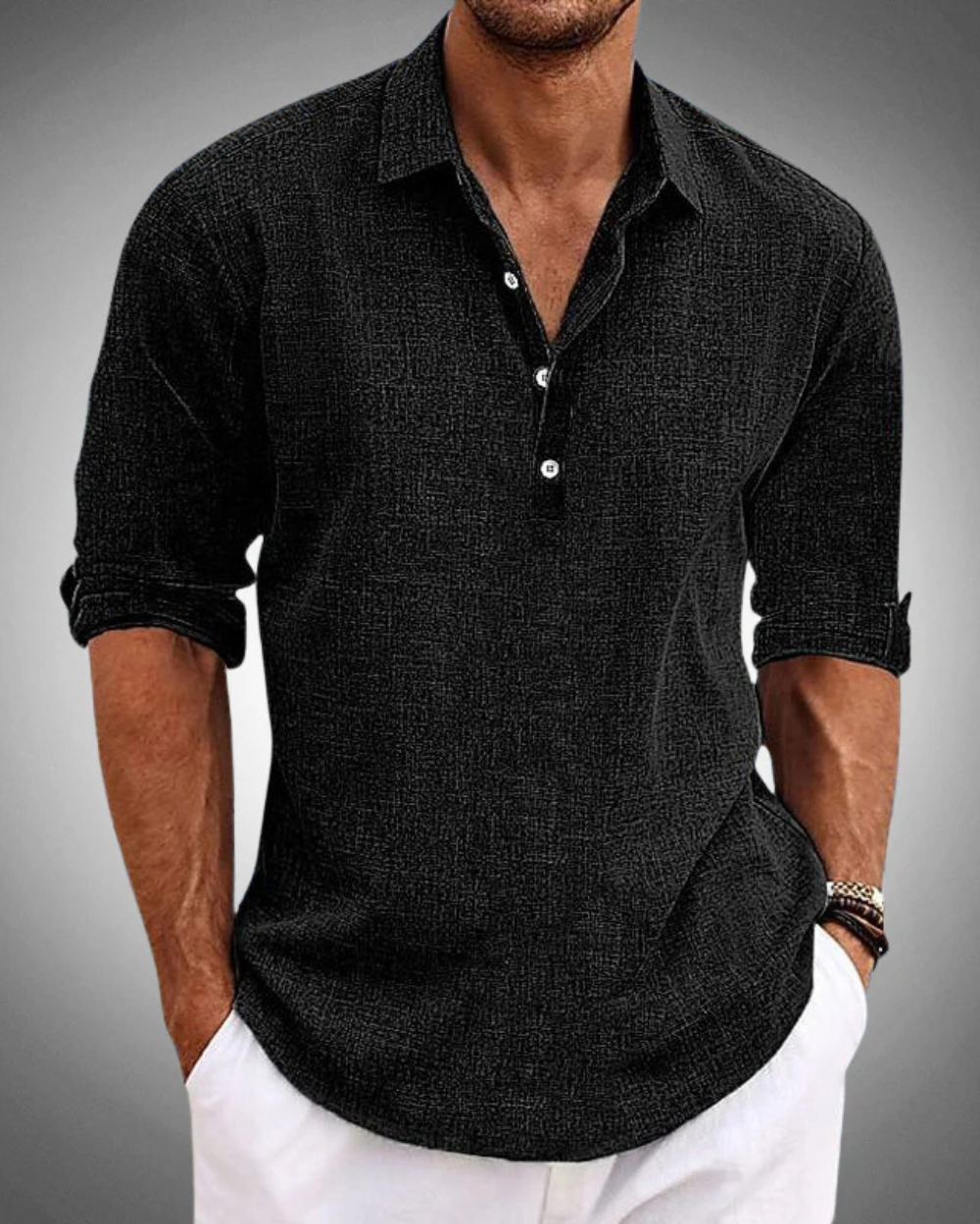 Camisa hombre de algodón transpirable manga larga ligera