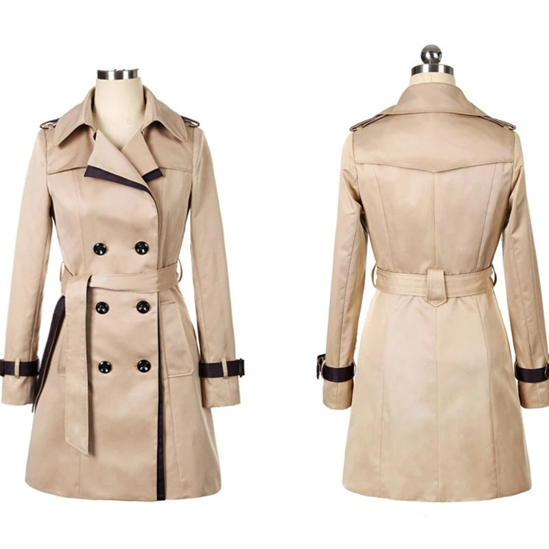 Abrigo Mujer Slim Fit Doble Botonadura Elegante