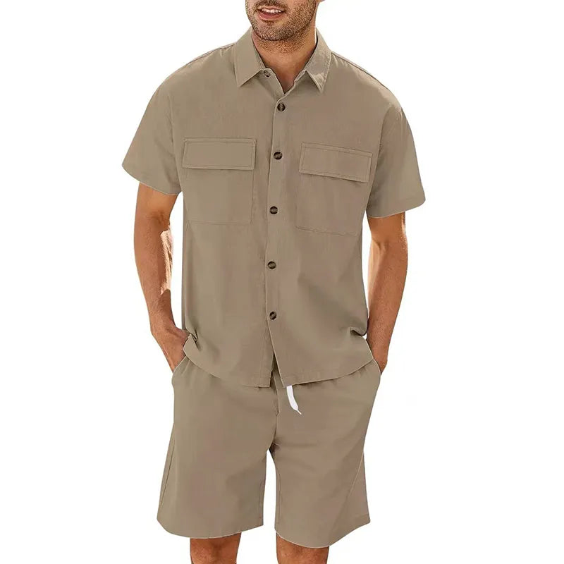 Conjunto Veraniego Hombre Camiseta Algodón y Pantalón Corto
